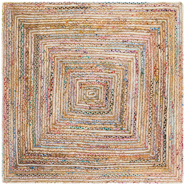 Safavieh  Handmade Cape Cod Marget Boho Coastal Jute Rug Beige/Multi 6' x 6' Square 6' Square Indoor, Handmade Square