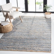 SAFAVIEH Cape Cod Leo Geometric Area Rug, Natural/Blue, 5' x 8'