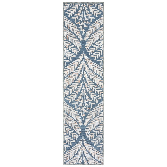 SAFAVIEH Capri Proinsias Leaves Wool Runner Rug, Grey/Ivory, 2'3" x 7'