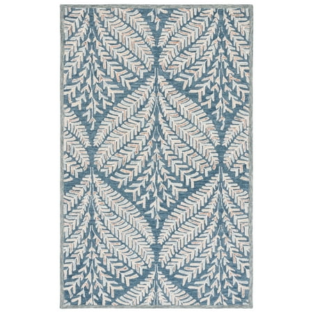 SAFAVIEH Capri Proinsias Leaves Wool Area Rug, Grey/Ivory, 2' x 3'