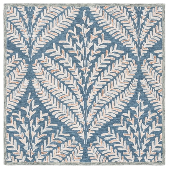 SAFAVIEH Capri Proinsias Leaves Wool Area Rug, Grey/Ivory, 3' x 3' Square