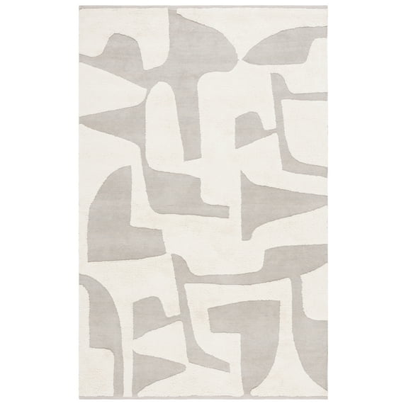 SAFAVIEH Casablanca Oraline Geometric Cotton Area Rug, Gray/Ivory, 6' x 9'
