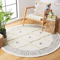 Safavieh  Handmade Casablanca Lili Wool Rug 6'  x  6' - Ivory/Black - Round