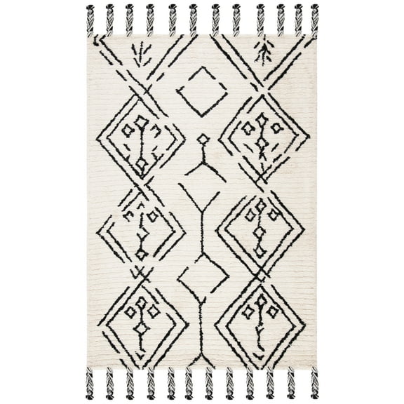 SAFAVIEH Casablanca Otis Moroccan Area Rug, Ivory/Black, 4' x 6'
