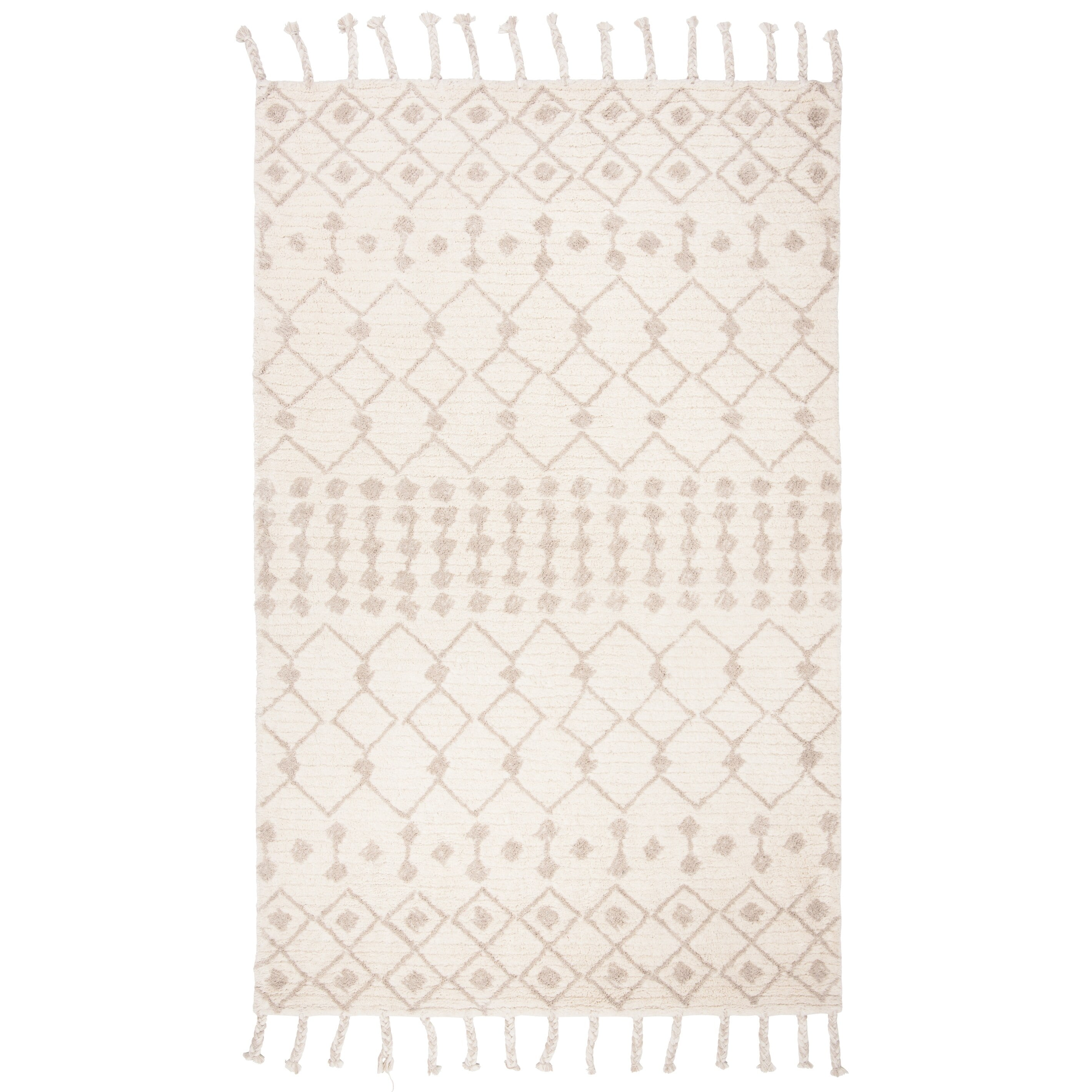 Ivory Beige Hand-Tufted Wool 4' x 6' Reversible Area Rug