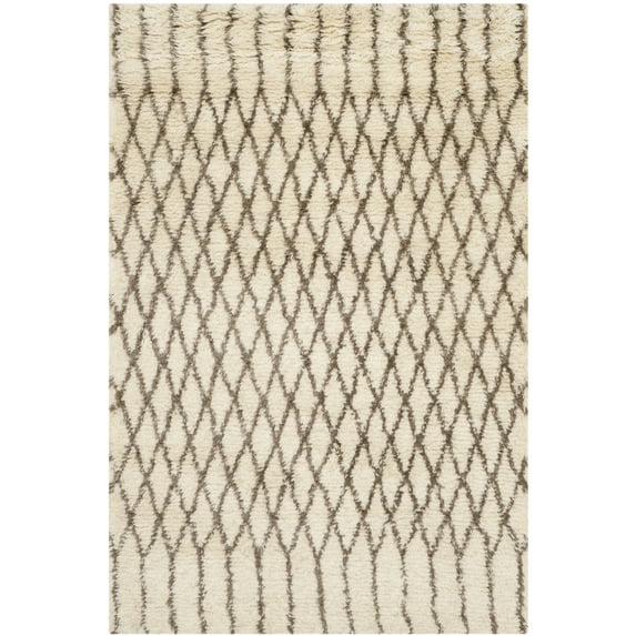 SAFAVIEH Casablanca Amber Abstract Shag Area Rug, Ivory/Grey, 4' x 6'