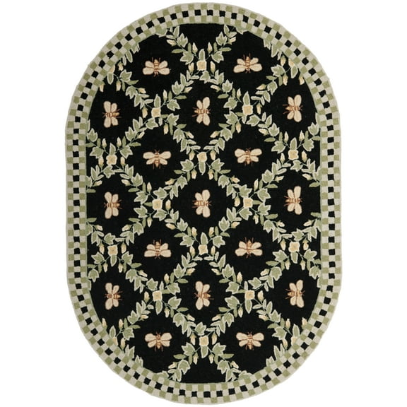 SAFAVIEH Chelsea Lara Bordered Wool Area Rug, Black, 3' x 5' Oval