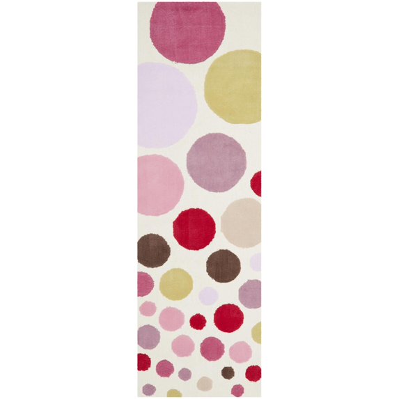 Safavieh Handmade Children's Bubbles Ivory/ Pink N. Z. Wool Rug - 2'3" x 7'