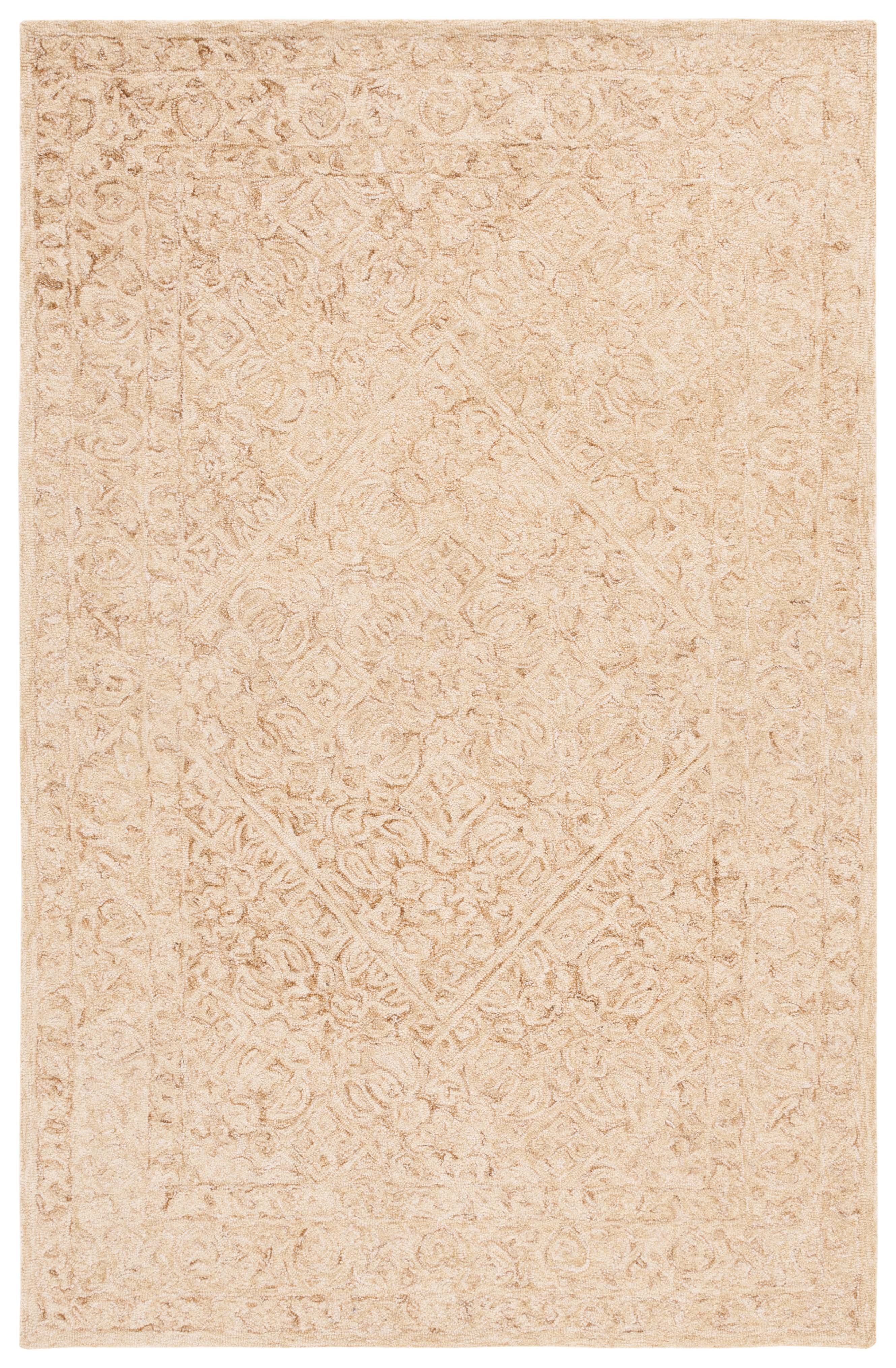 Gold and Ivory Hand-Tufted Wool Area Rug, 5' x 8'