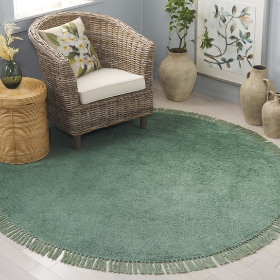 Safavieh Easy Care Frosina Solid Area Rug, Green, 6' x 6' Round