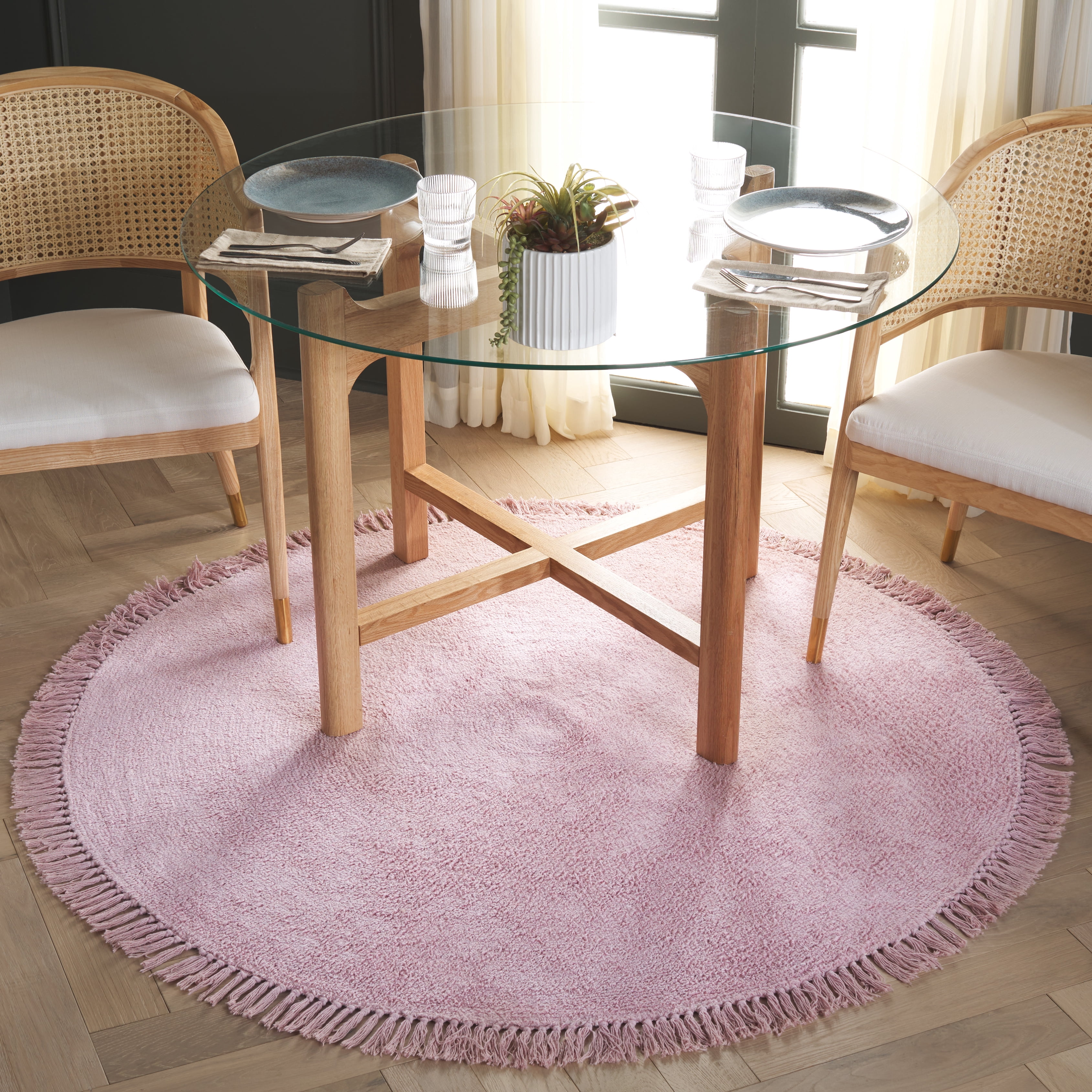 Safavieh Easy Care Frosina Solid Area Rug, Rose, 5' x 5' Round
