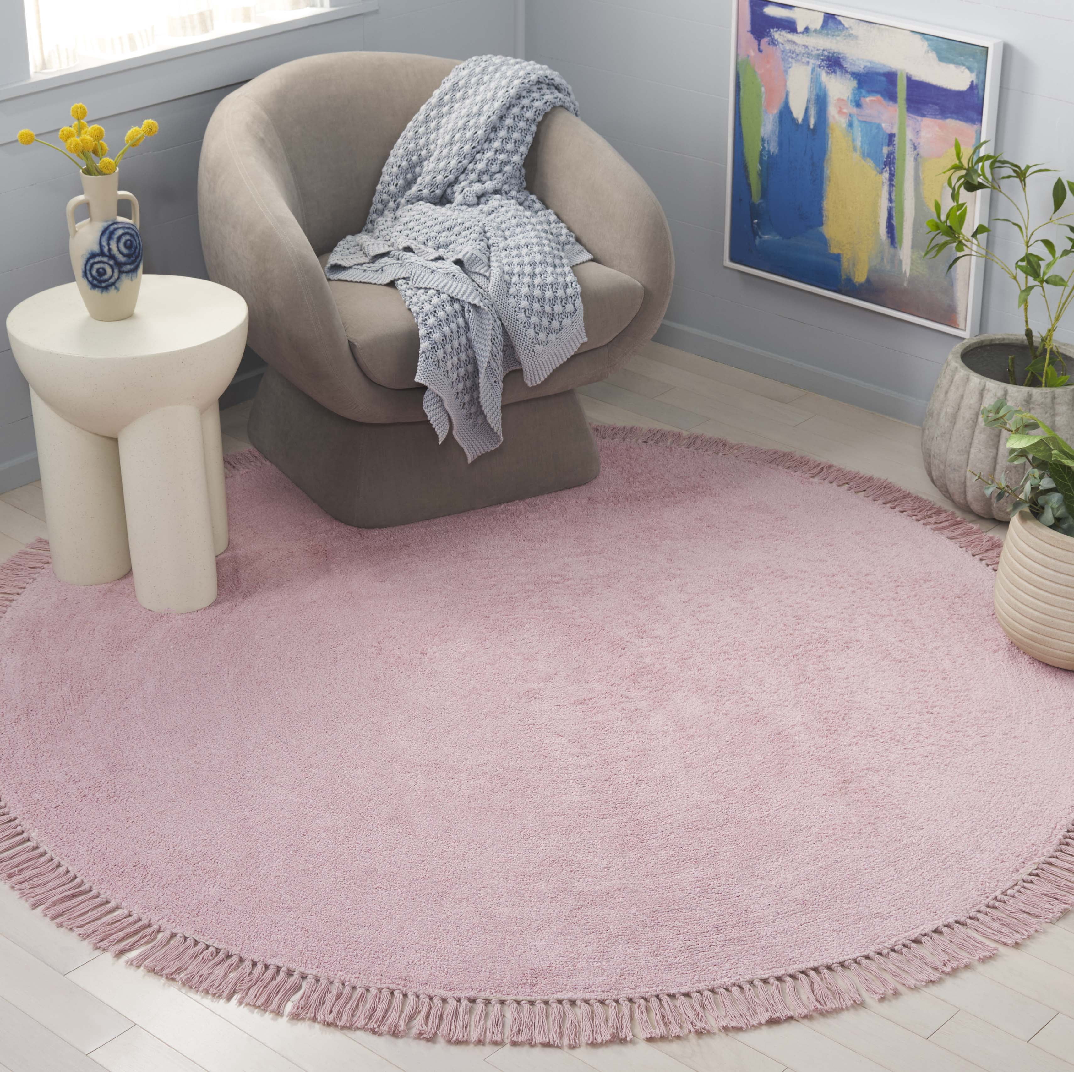 Safavieh Easy Care Frosina Solid Area Rug, Rose, 6' x 6' Round