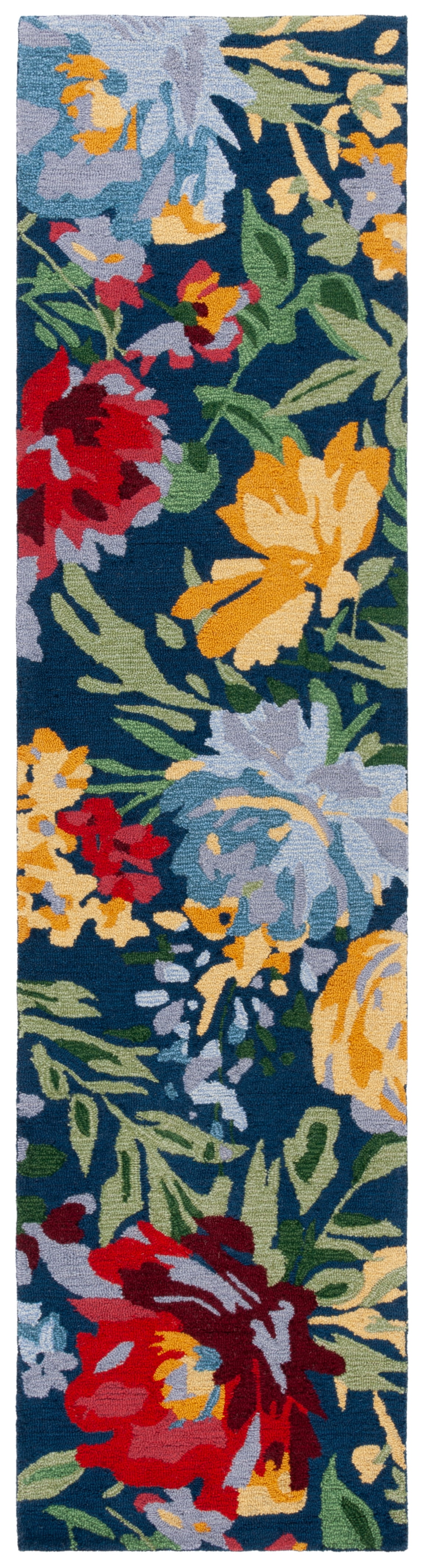 SAFAVIEH Easy Care Aisling Floral Runner Rug, Navy/Red, 2'3" x 9 ...