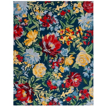 SAFAVIEH Easy Care Aisling Floral Area Rug, Navy/Red, 8' x 10'