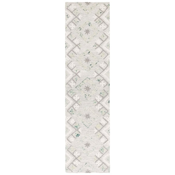 Safavieh Handmade Ebony Antima Modern Wool Rug 2'3" x 9' Runner - Ivory/Grey