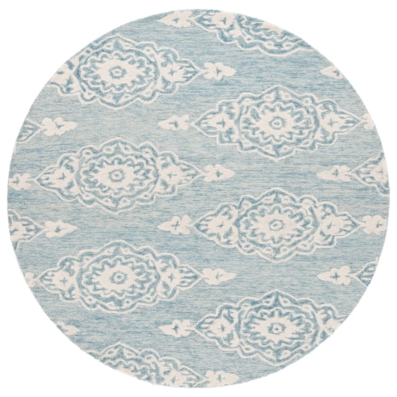 Safavieh Handmade Ebony Asena Modern Wool Rug 6' Round - Ivory/Light Blue