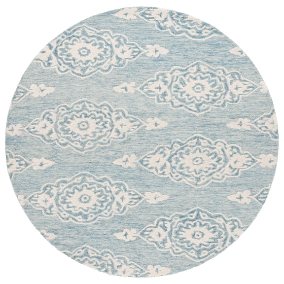 Safavieh Handmade Ebony Asena Modern Wool Rug 6' Round - Ivory/Light Blue