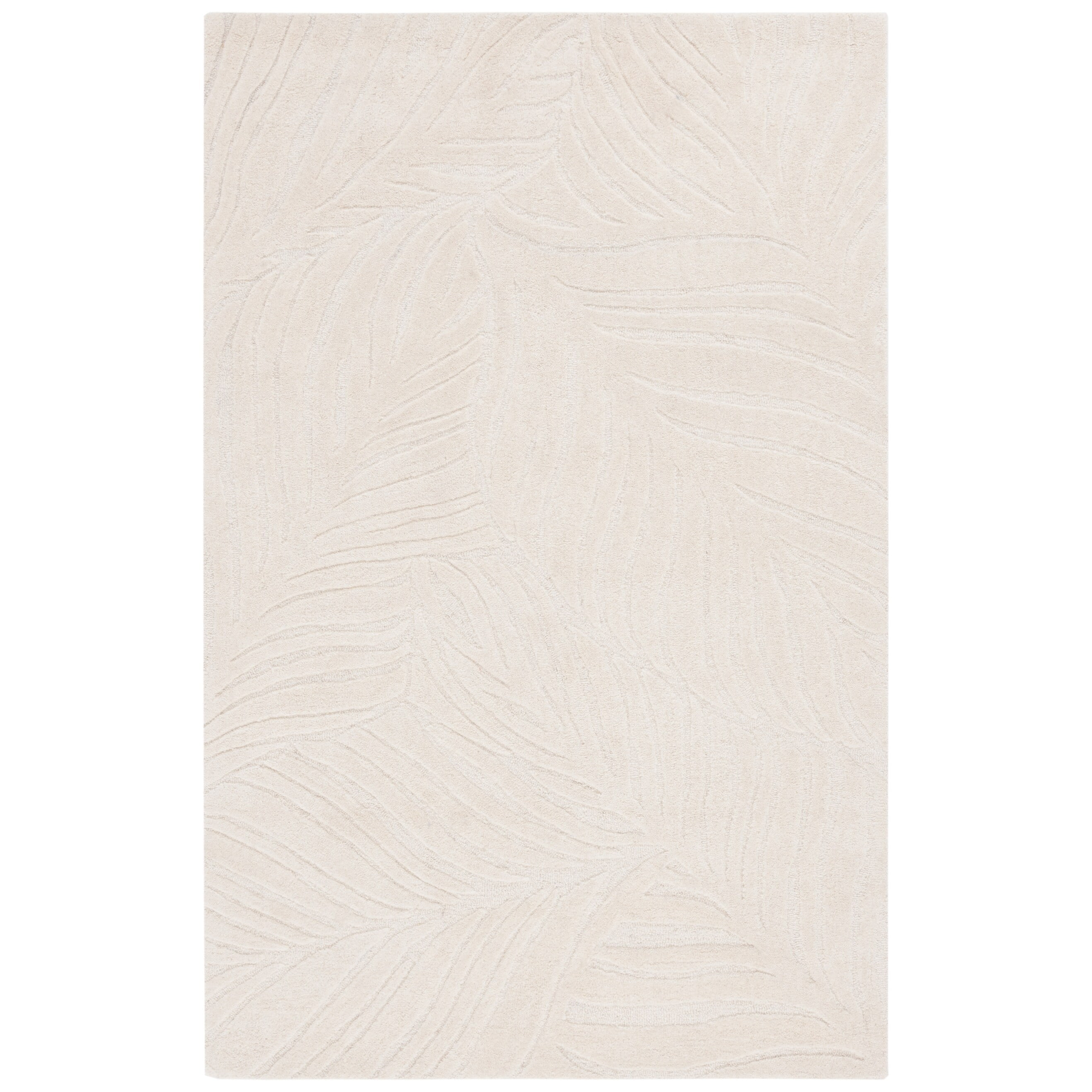 Ivory Hand-Tufted Wool Rectangular Area Rug 3' x 5'