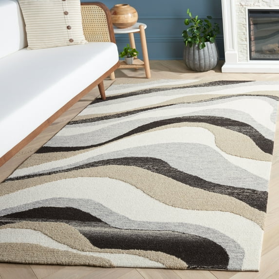 Safavieh Handmade Ebony Triada Modern Wool Rug 8' x 10' - Ivory/Grey