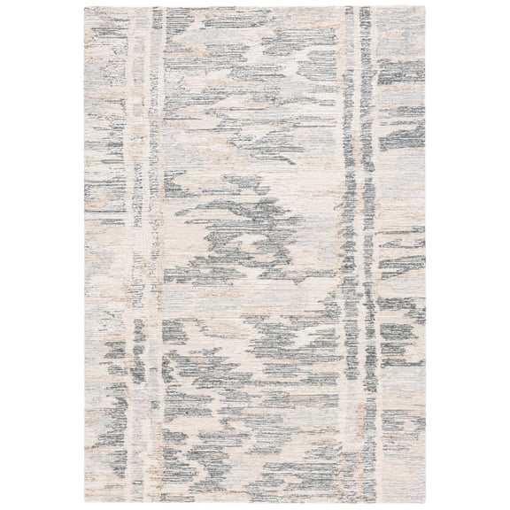 Safavieh  Handmade Ebony Yakut Modern Wool Rug 5' x 8' - Grey/Ivory