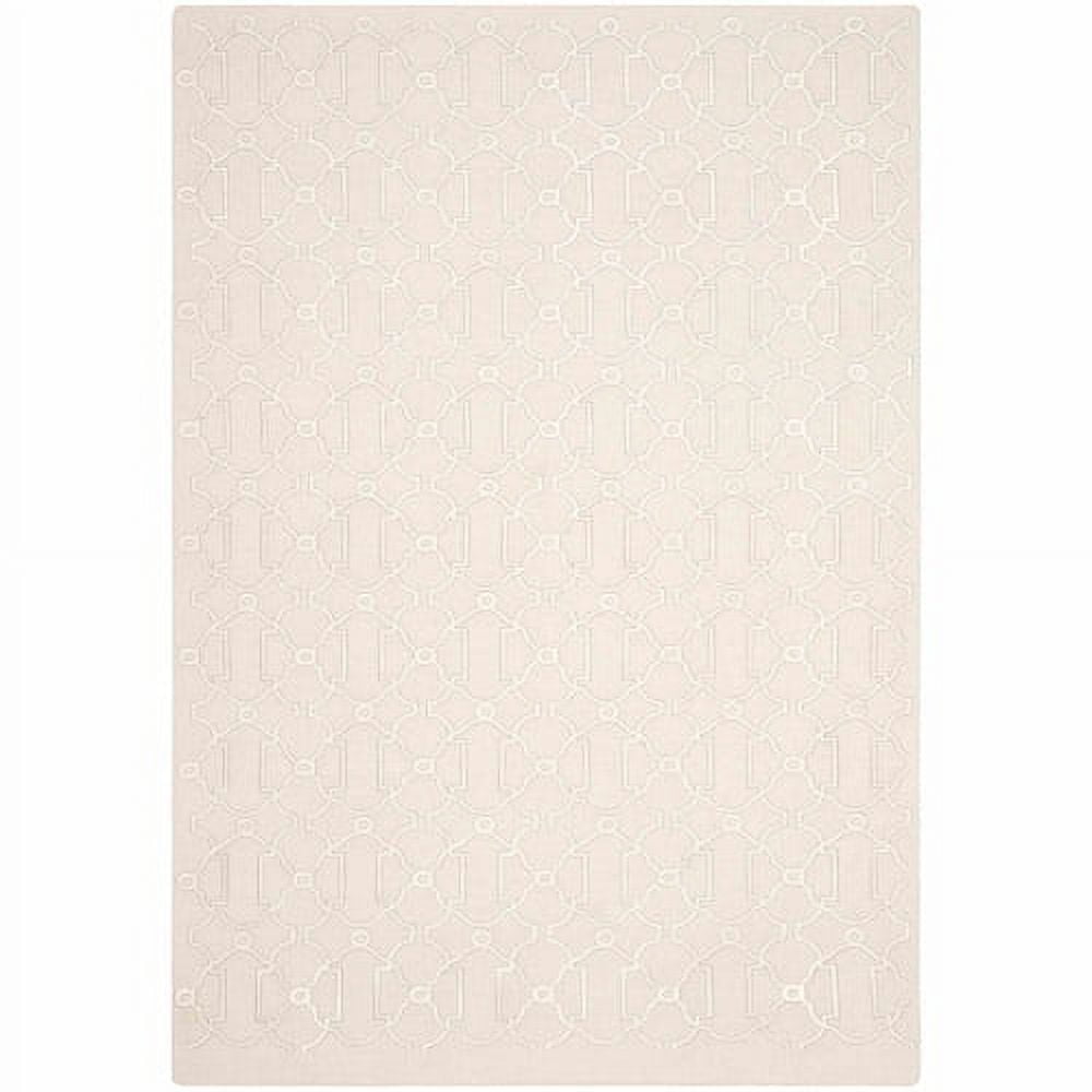Handmade Geometric Wool Flat Woven Area Rug - Beige, 3' x 5'