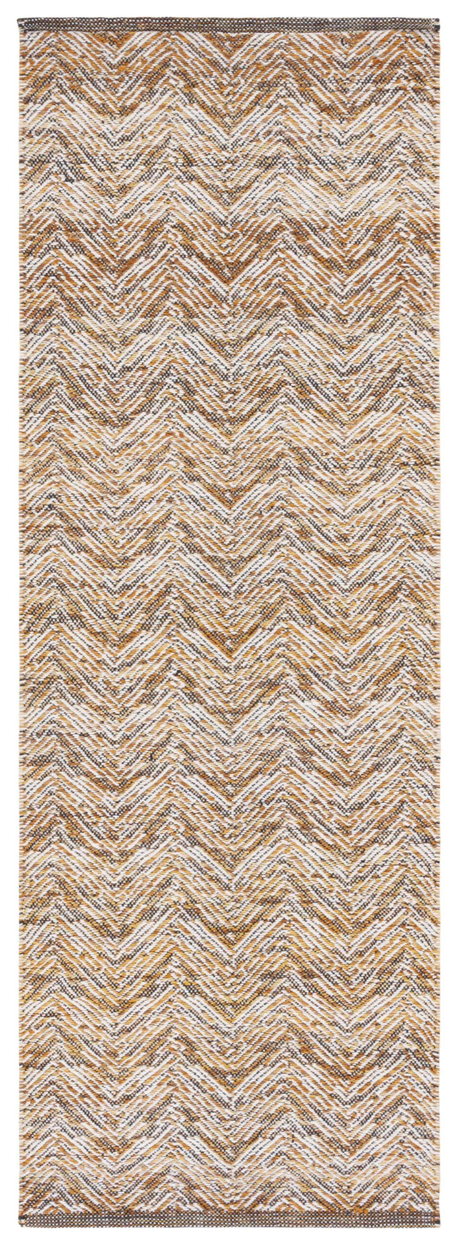 Gold and Black Handmade Wool Flat Weave Runner Rug