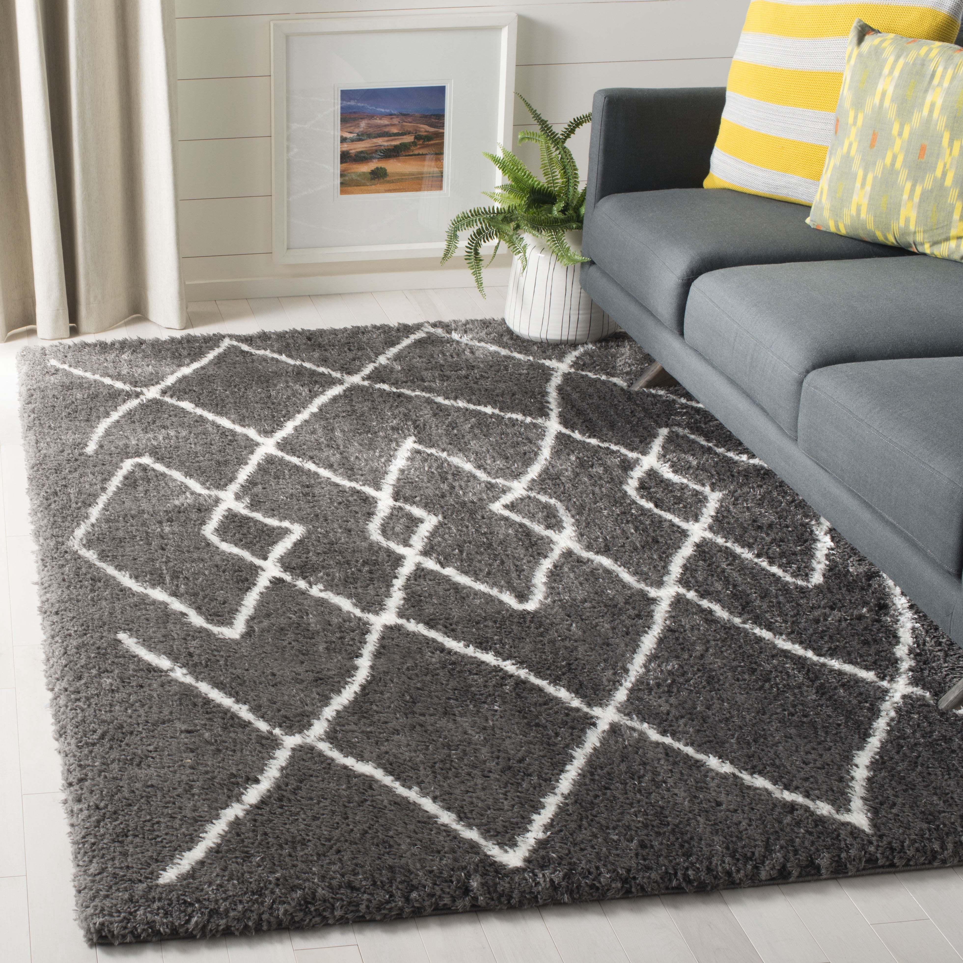 Safavieh Flokati Gisselle Abstract Shag Area Rug, Charcoal/Ivory, 5'3" x 7'6"