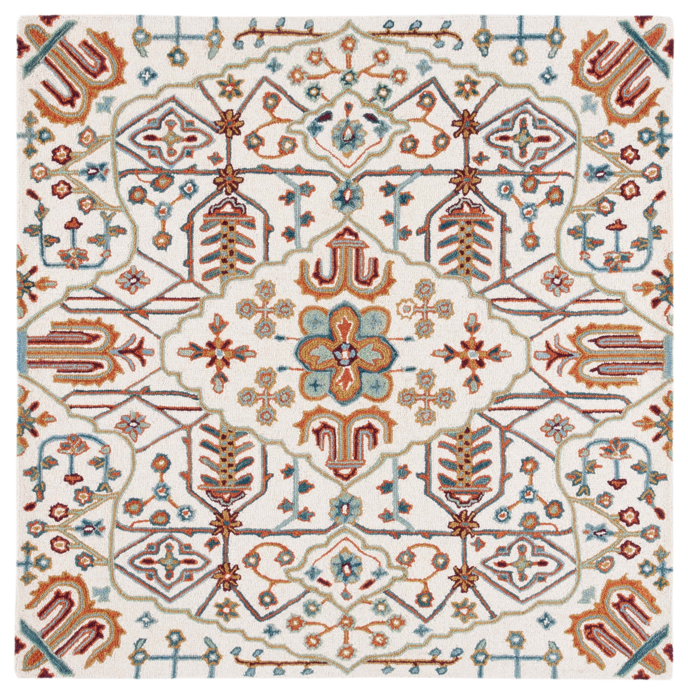 Ivory and Grey Hand-Tufted Wool Square Rug, 4'