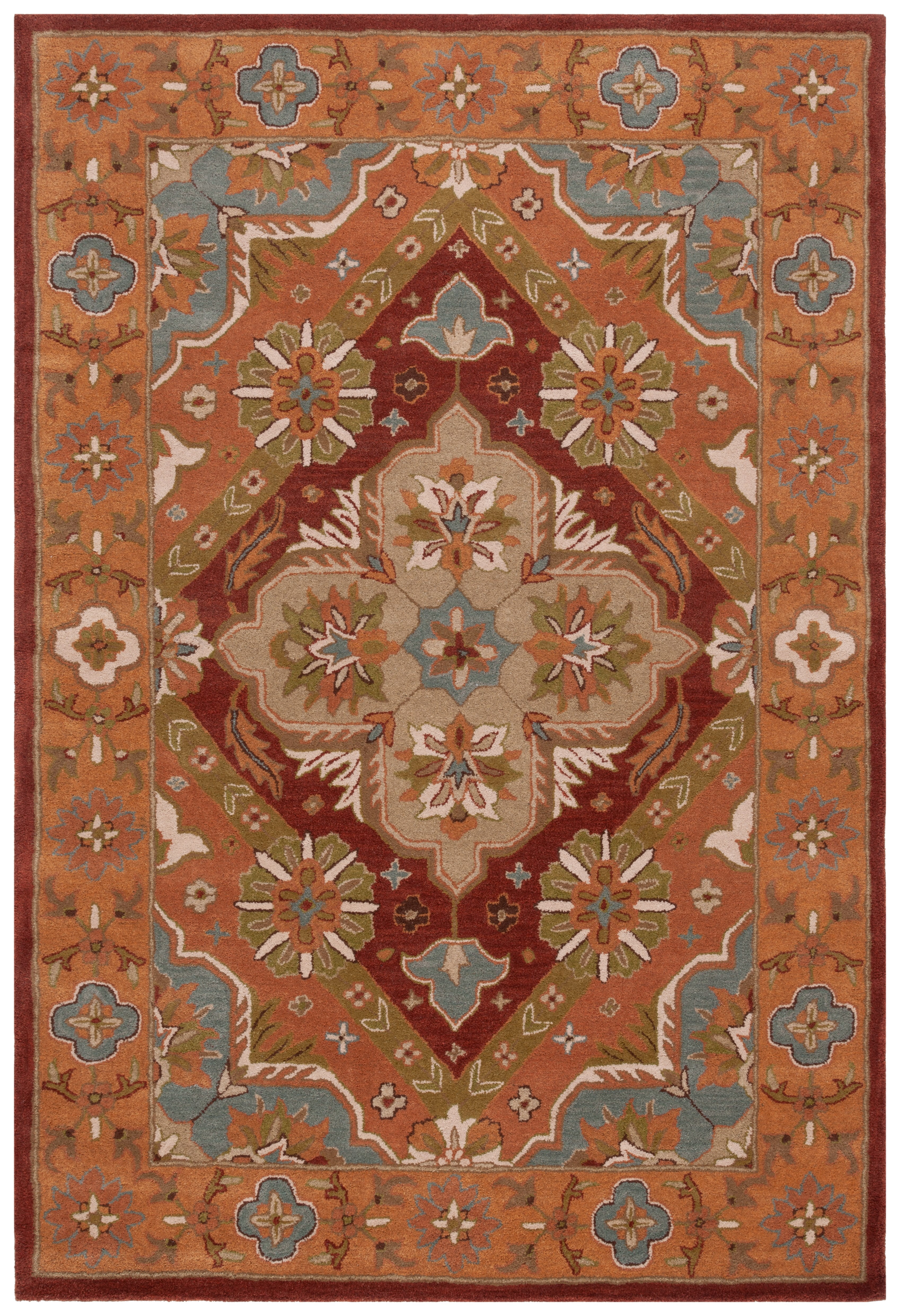 Rust and Multicolor Hand-Tufted Wool Area Rug 6' x 9'
