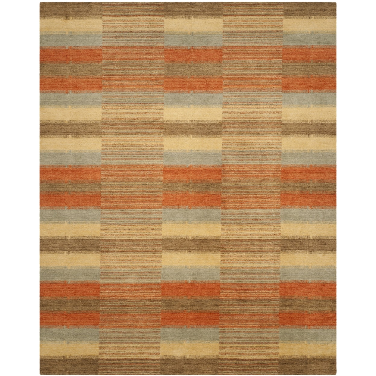 Handmade Red and Beige Wool Rectangular 8' x 10' Area Rug