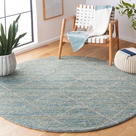 Safavieh Himalaya Zoe Geometric Wool Area Rug, Blue, 6' x 6' Round