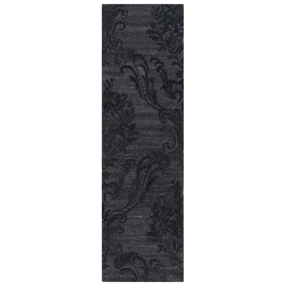 SAFAVIEH Jardin Salome Leaves Runner Rug, Black, 2'3" x 8'