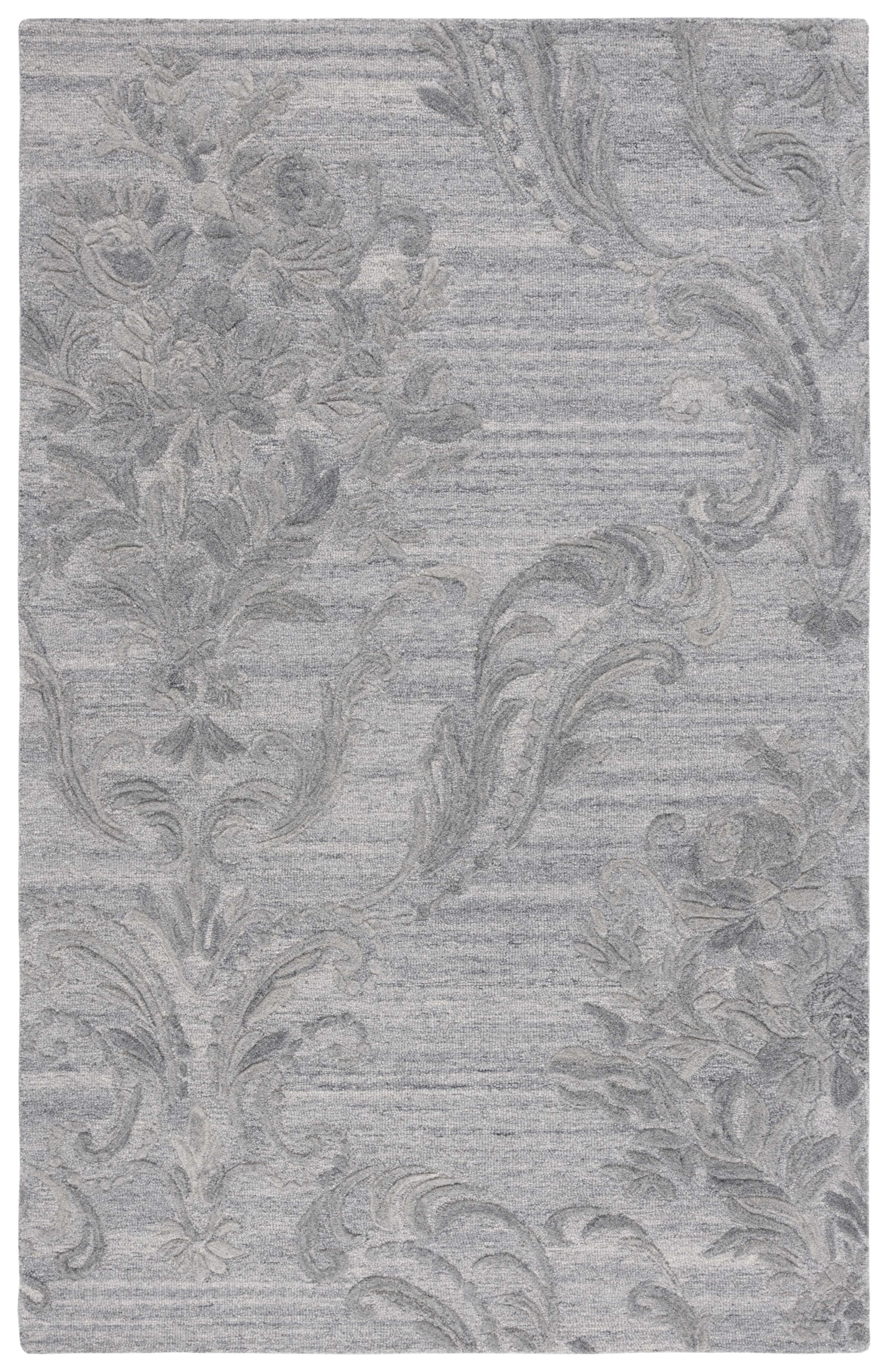 Gray Floral Hand-Tufted Wool Area Rug 3' x 5'