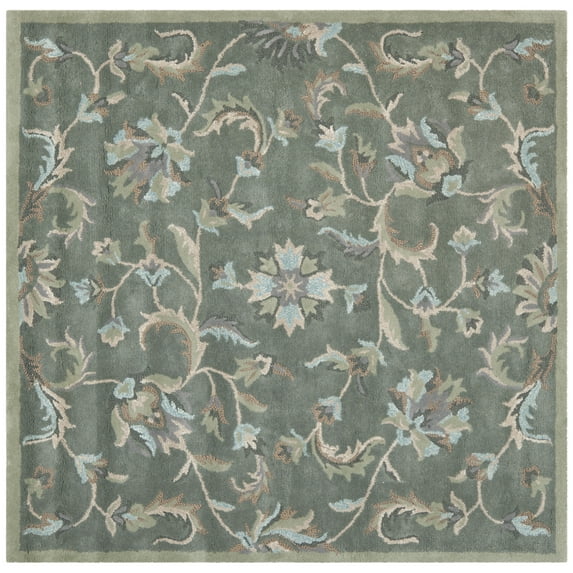 SAFAVIEH Jardin Tiphanie Floral Wool Area Rug, Grey/Multi, 4' x 4' Square