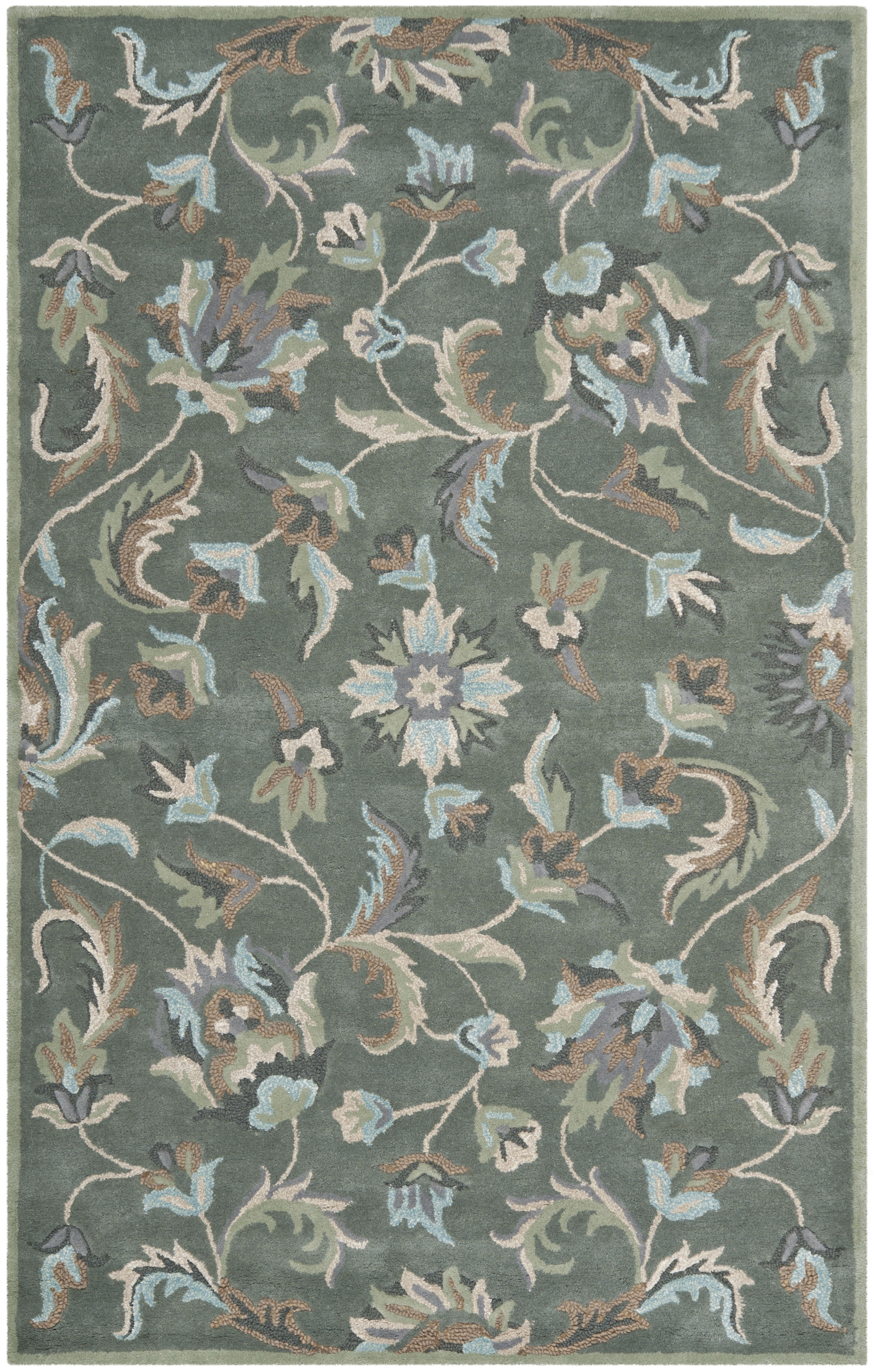 SAFAVIEH Jardin Tiphanie Floral Wool Area Rug, Grey/Multi, 6' x 9'