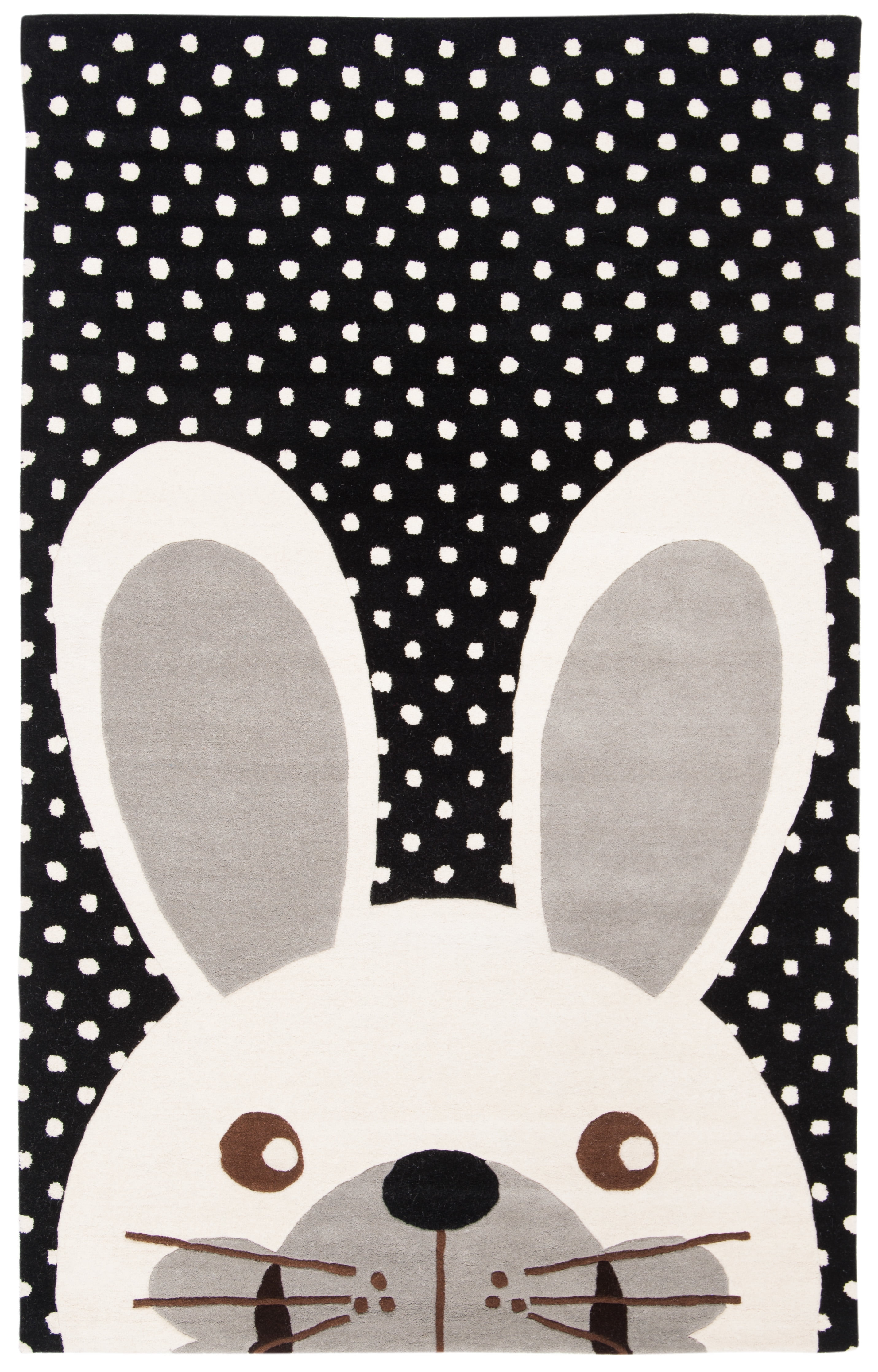 SAFAVIEH Kids Constantine Bunny Wool Area Rug, Black/Ivory, 4' x 6'