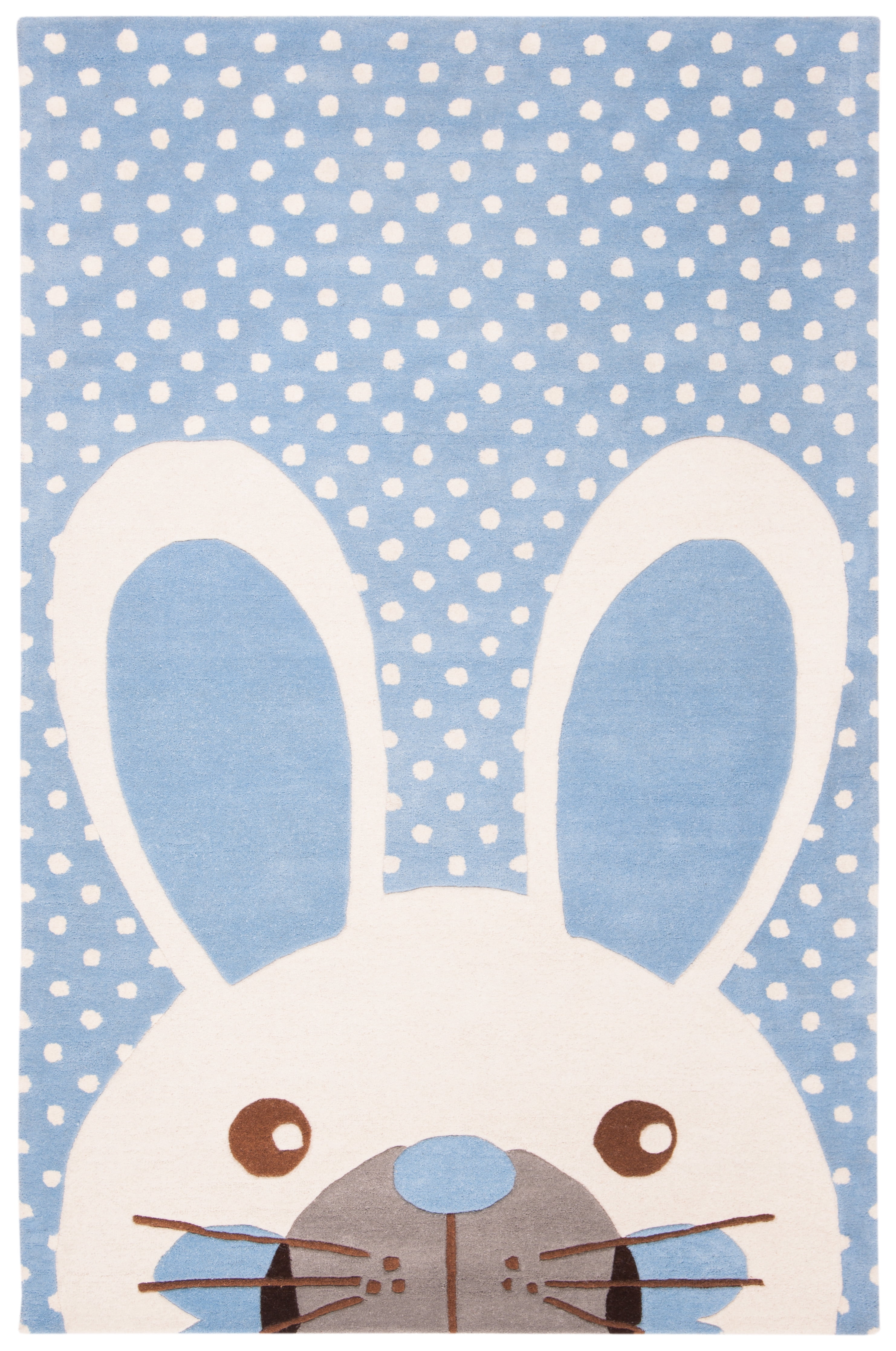 SAFAVIEH Kids Constantine Bunny Wool Area Rug, Blue/Ivory, 6' x 9'