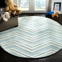 Safavieh  Handmade Kids Erza Wool Rug Green,Ivory 5'  x  5' 5' x 8',5' Round Indoor,Handmade Living Room,Kids Room,Bedroom Round