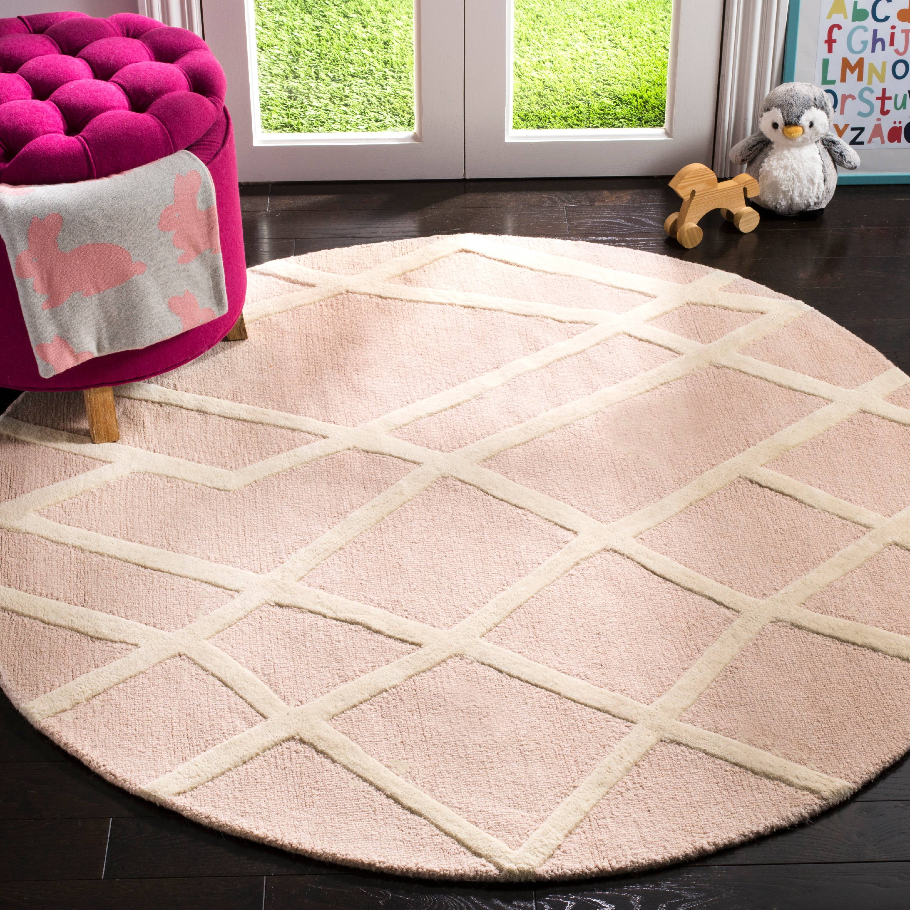Safavieh  Handmade Kids Geta Wool Rug 5'  x  5' 5' Round Indoor,Handmade Living Room,Kids Room,Bedroom Round
