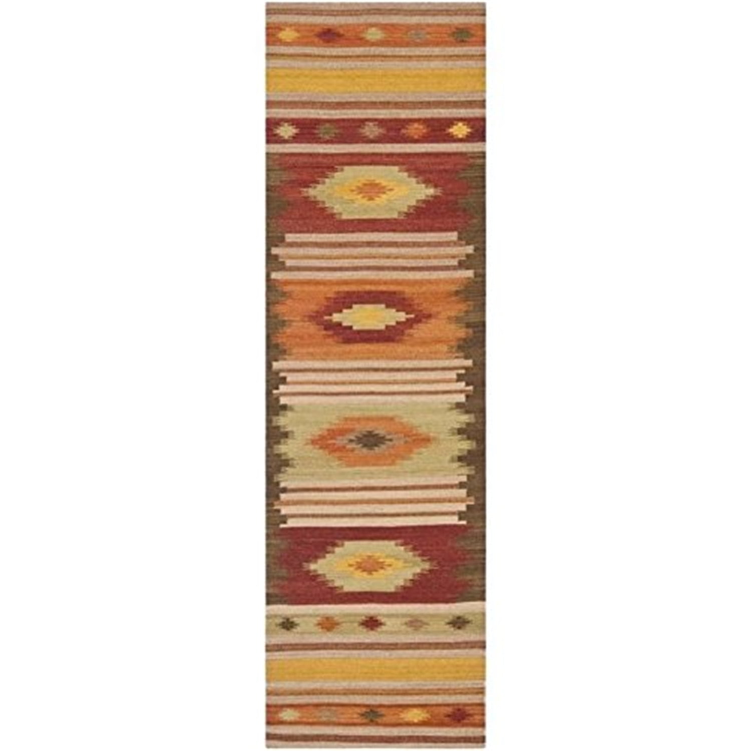 Handmade Multicolor Geometric Wool Kilim Runner Rug 2'3" x 6'