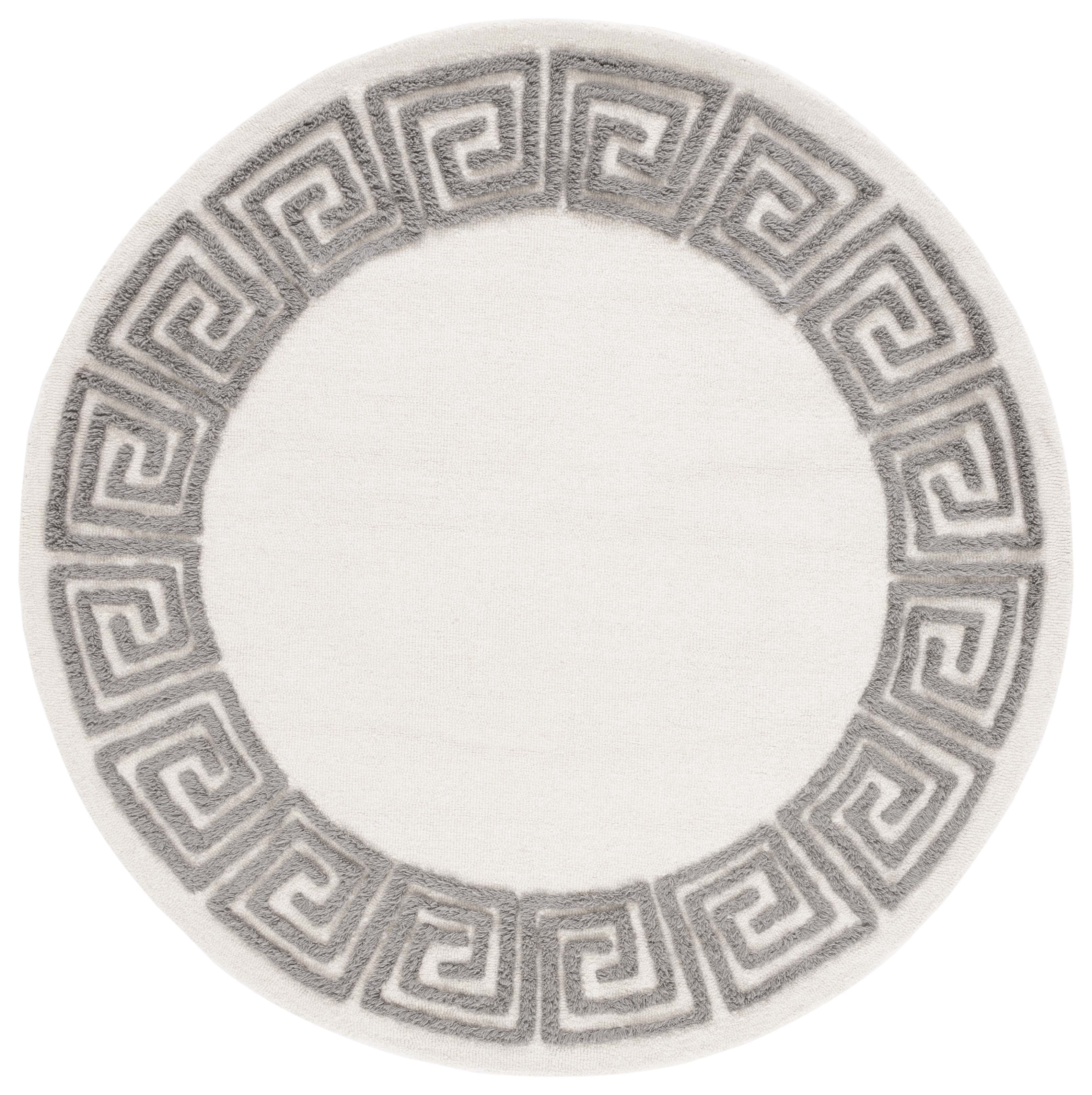 SAFAVIEH Metro Ethelred Bordered Area Rug, Ivory/Grey, 6' x 6' Round