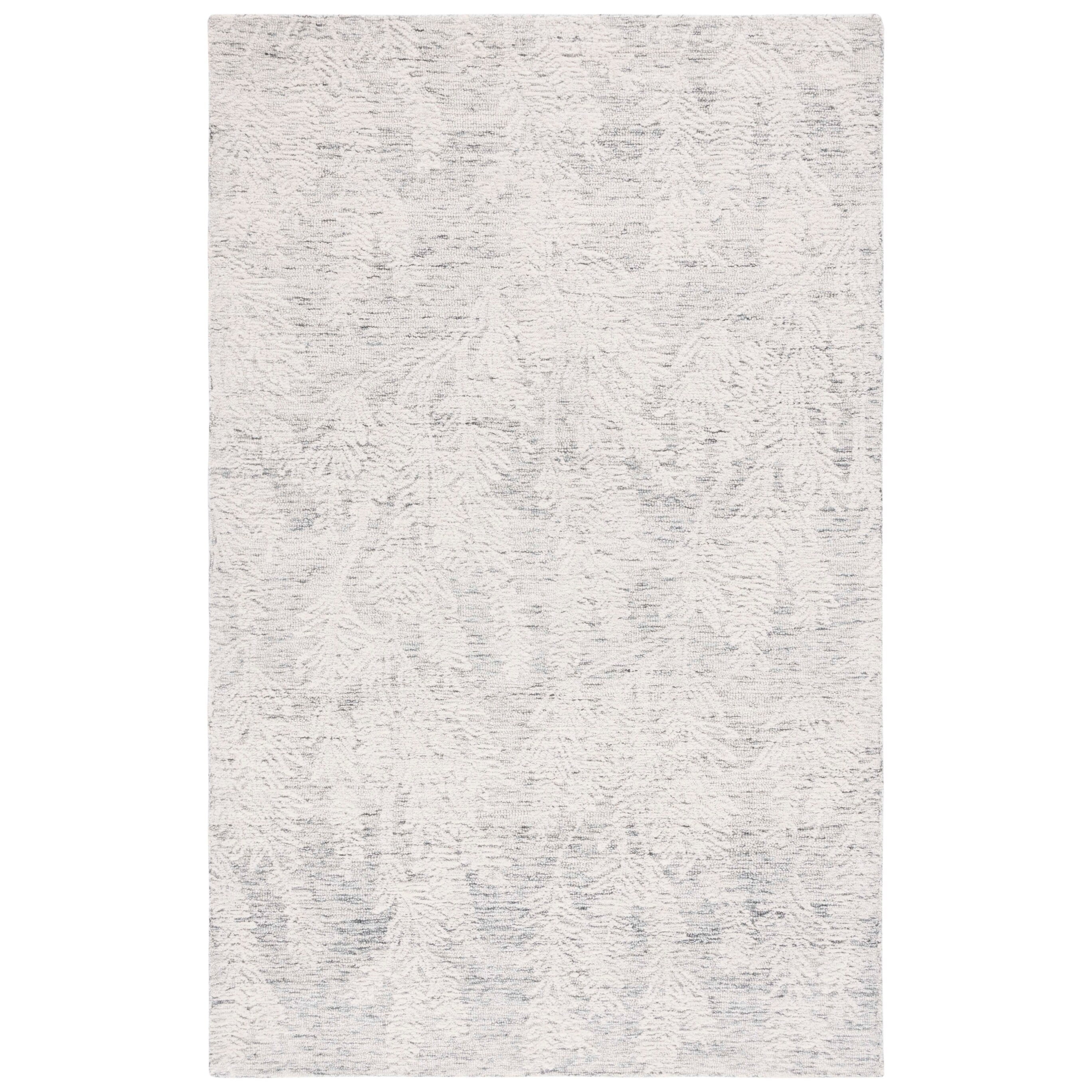 Gray and Ivory Hand-Tufted Wool 4' x 6' Area Rug