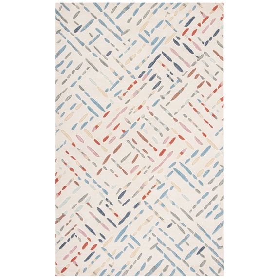 SAFAVIEH Metro Rodina Geometric Striped Area Rug, Ivory/Blue, 3' x 5'