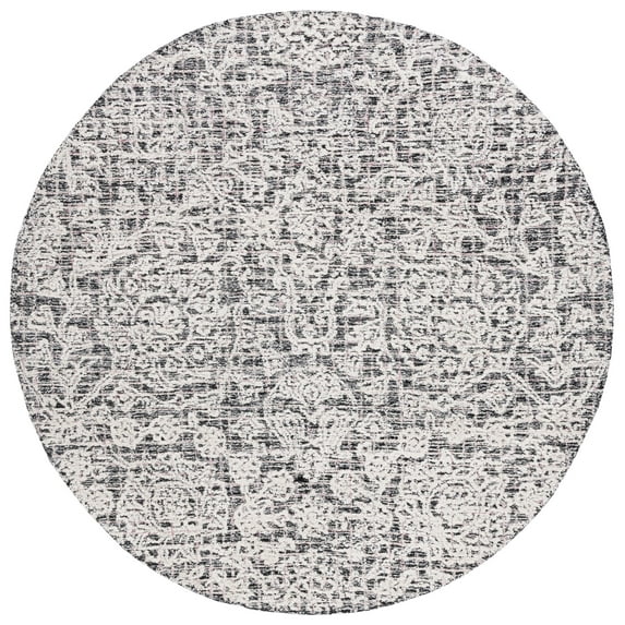 SAFAVIEH Metro Aideen Distressed Area Rug, Black/Ivory, 6' x 6' Round