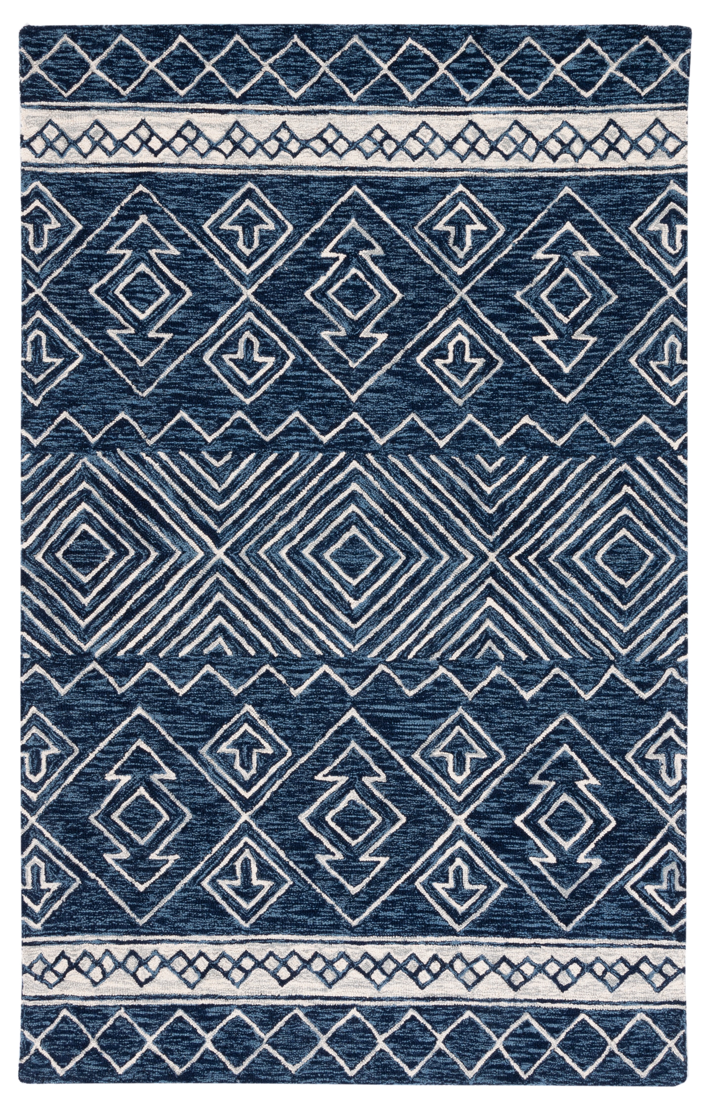 SAFAVIEH Metro Madrid Geometric Area Rug, Navy/Ivory, 4' x 6'