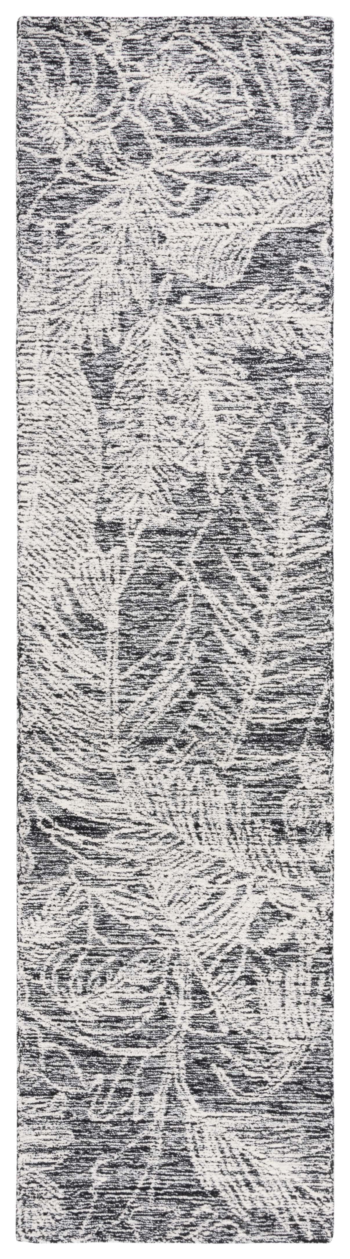 SAFAVIEH Metro Hartley Leaves Runner Rug, Black/Ivory, 2'3" x 9'