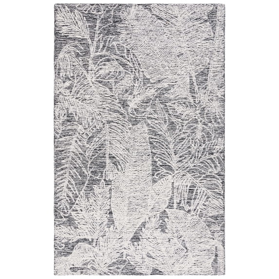 SAFAVIEH Metro Hartley Leaves Area Rug, Black/Ivory, 3' x 5'