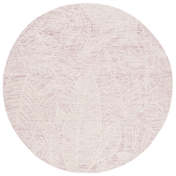SAFAVIEH Metro Hartley Leaves Area Rug, Pink/Ivory, 6' x 6' Round