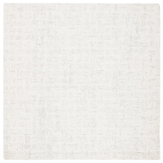 SAFAVIEH Micro-Loop Charlotte Solid Area Rug, Light Grey/Ivory, 3' x 3' Square