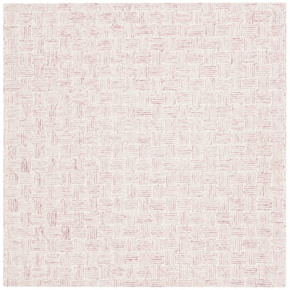 SAFAVIEH Micro-Loop Charlotte Solid Area Rug, Pink/Ivory, 5' x 5' Square